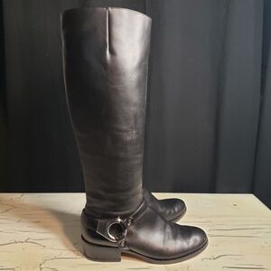 Via Spiga 'Kacey' Tall Harness Riding Boots in Black - Youth 3.5 /Women's 5 M